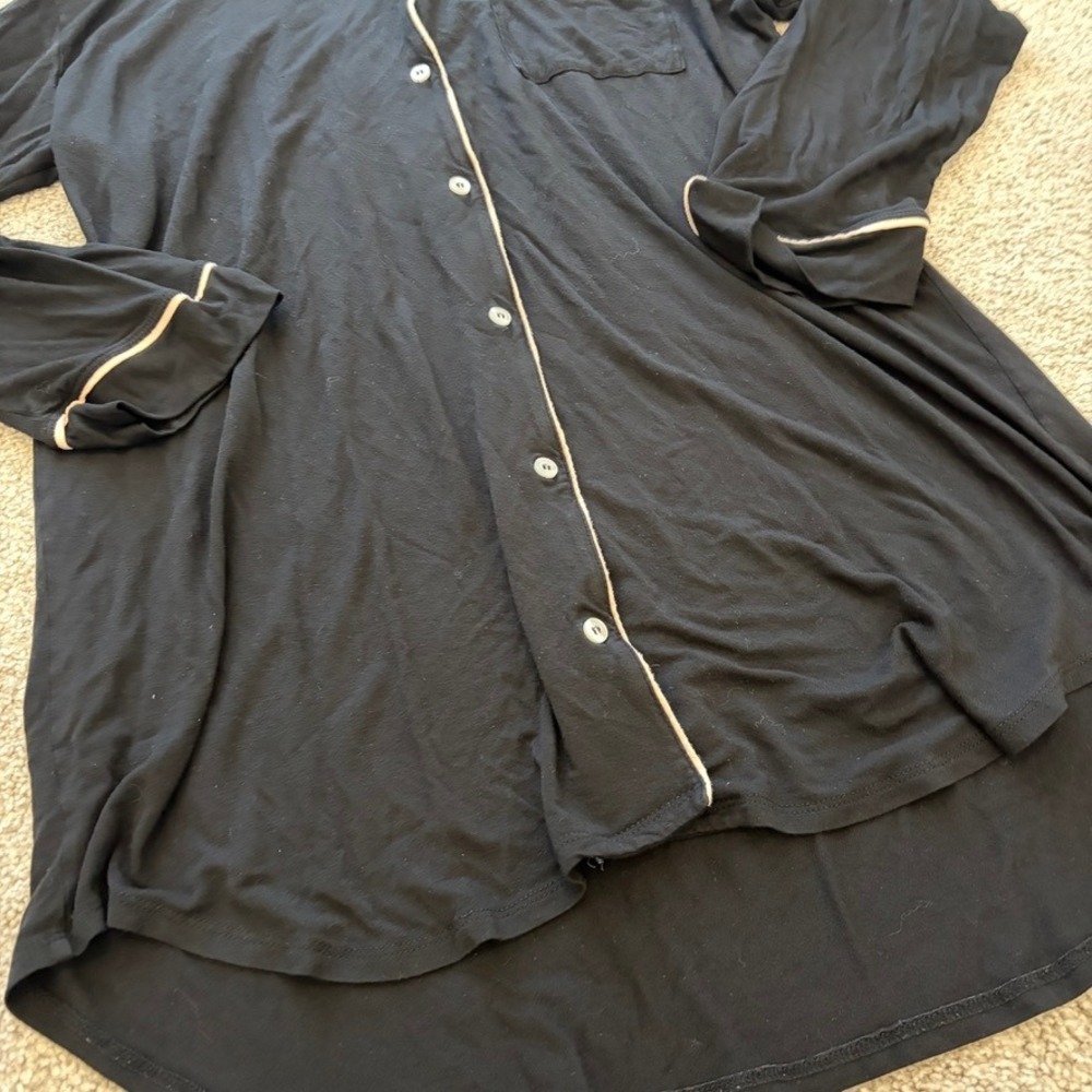 Eberjey Sleep Shirt Nightgown Womens L Black Button Up Modal Comfort Lounge - Picture 3 of 7
